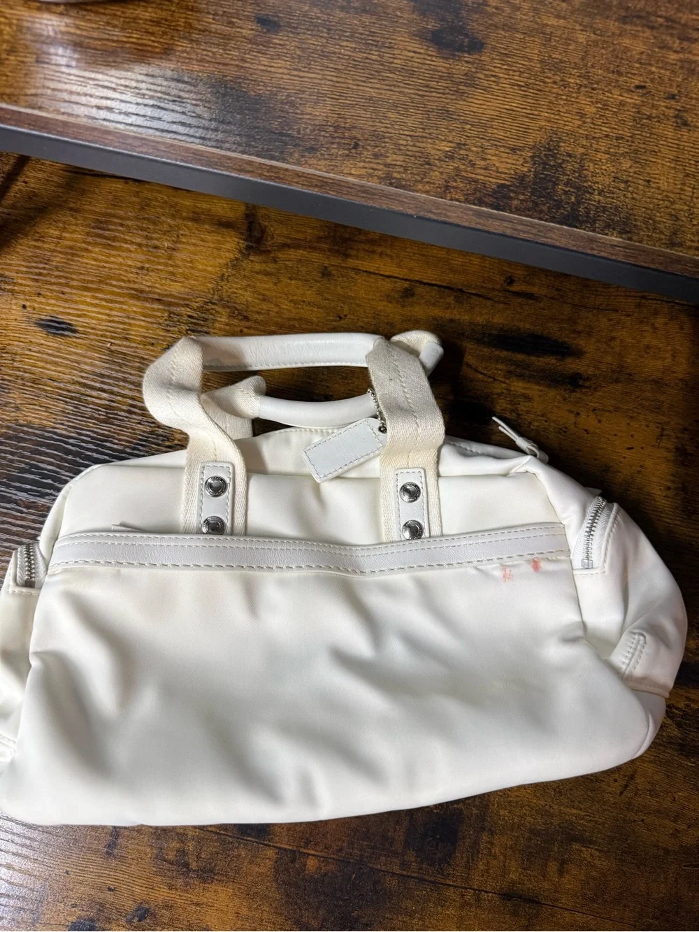 Coach Leatherware White Nylon Leather Trim Satchel Handbag Hampton / Soho series